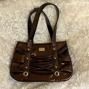 Beijo Chocolate Brown Patent Handbag